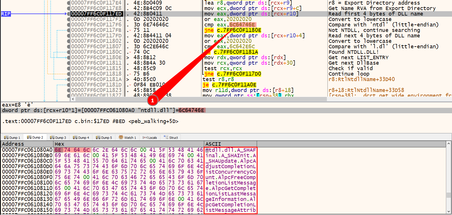 x64dbg ntdll functions loaded