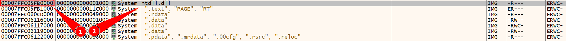 x64dbg ntdll Memory Map